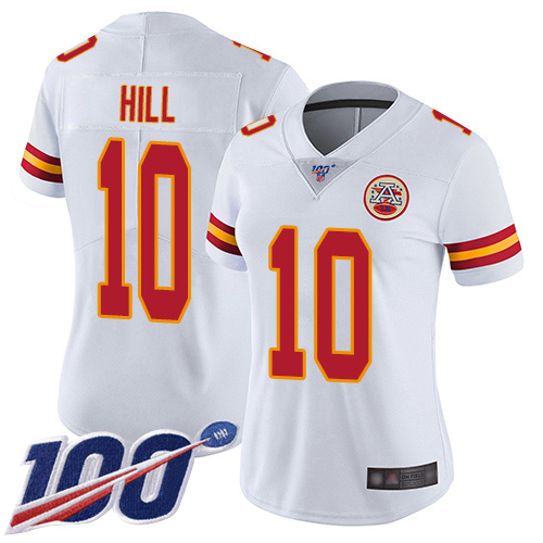 Women Kansas City Chiefs #10 Hill Tyreek White Vapor Untouchable Limited Player 100th Season Football Nike NFL Jersey